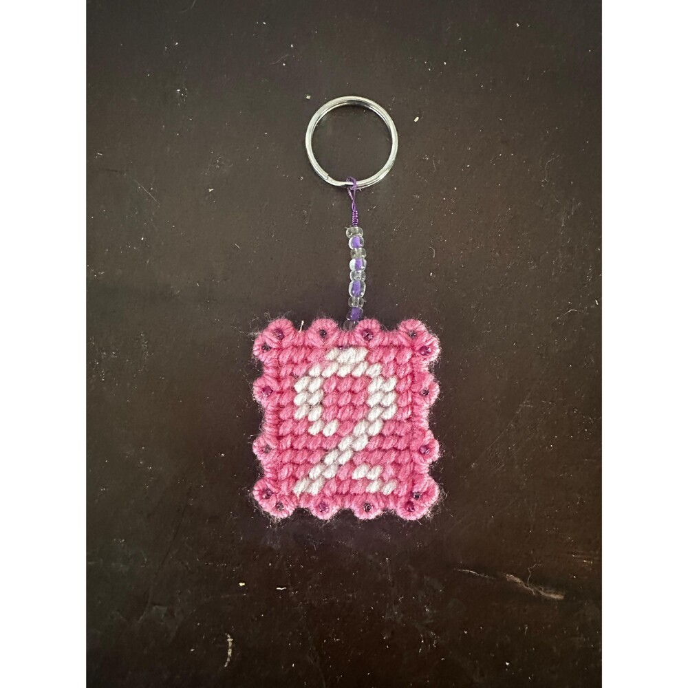 Breast Cancer Ribbon Keychain Handmade – Pink Awareness Survivor Gift